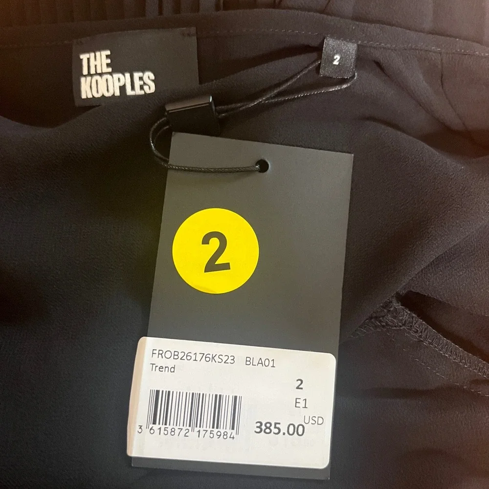 New The Kooples Pleated Tiered Mini Dress FR 1/ US Small Goth Dark Romantic LBD - Picture 12 of 14